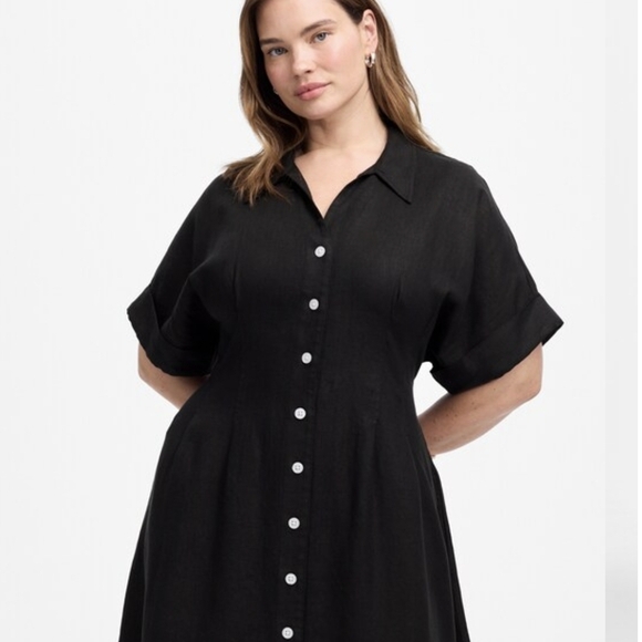 Madewell Pleated Midi Shirtdress in 100% Linen - NWT - Picture 9 of 16